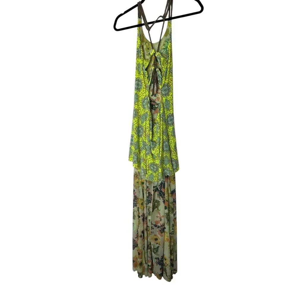 Maaji‎ Maxi Dress Women Medium Open Back Beach Bird Tropical Lightweight Stretch - Picture 9 of 10